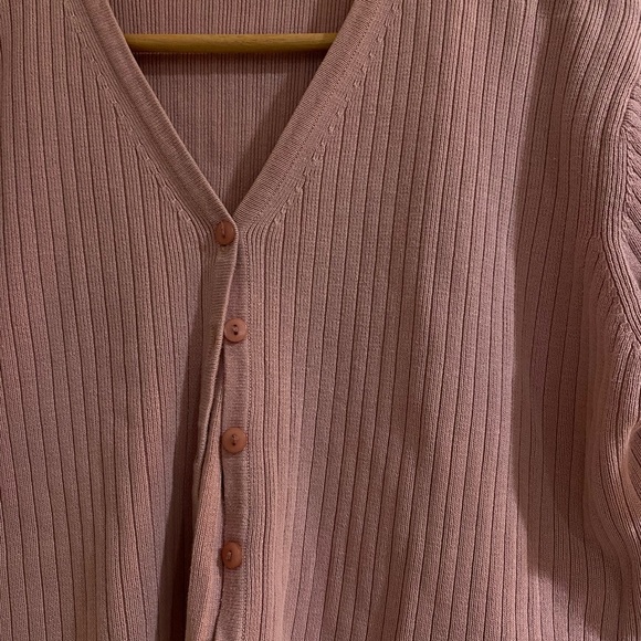 Pink Ribbed Button-Up Top - Picture 2 of 3